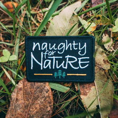Naughty For Nature Embroidered Iron On Heat Seal Backing