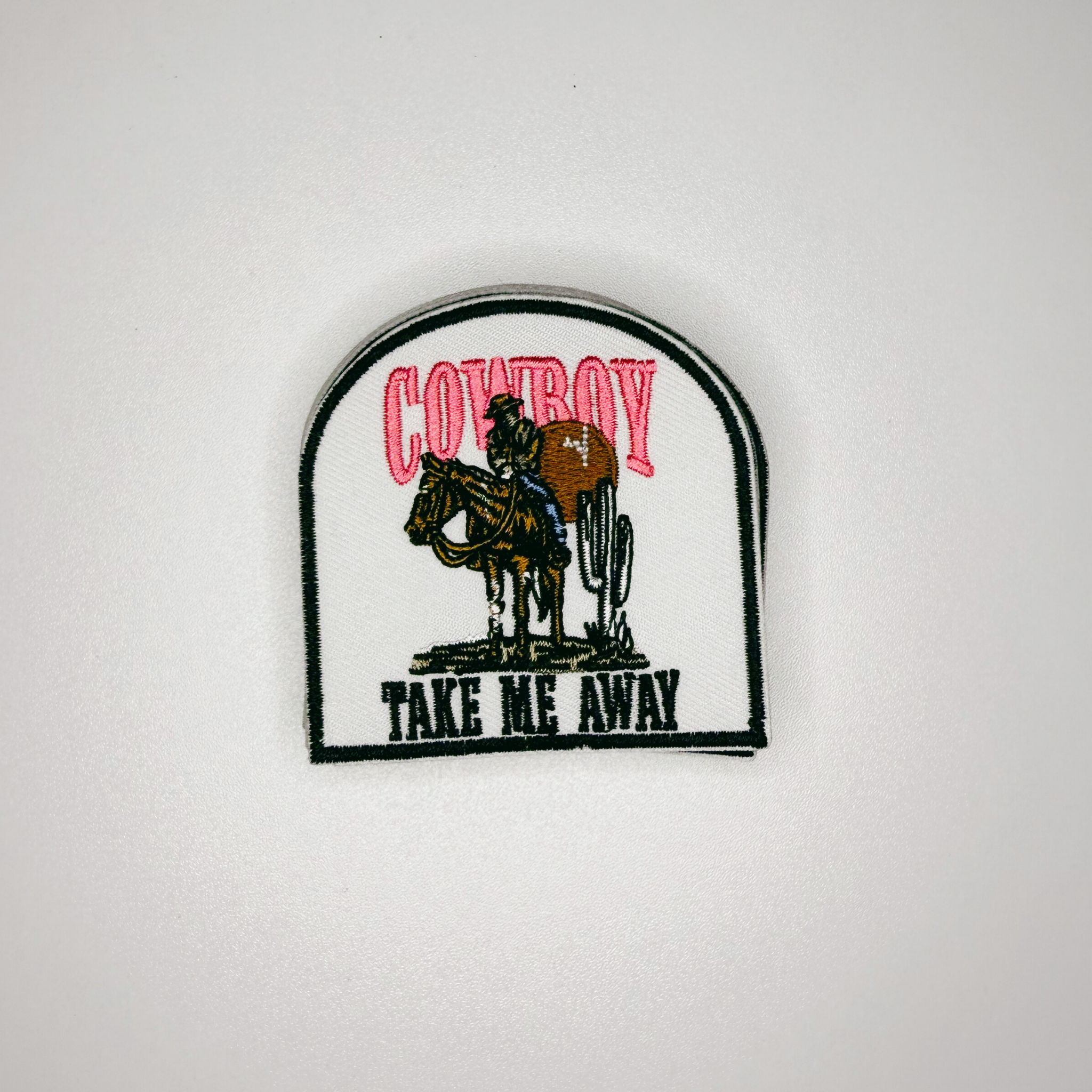 3" Cowboy Take me away  -  Embroidered Hat Patch