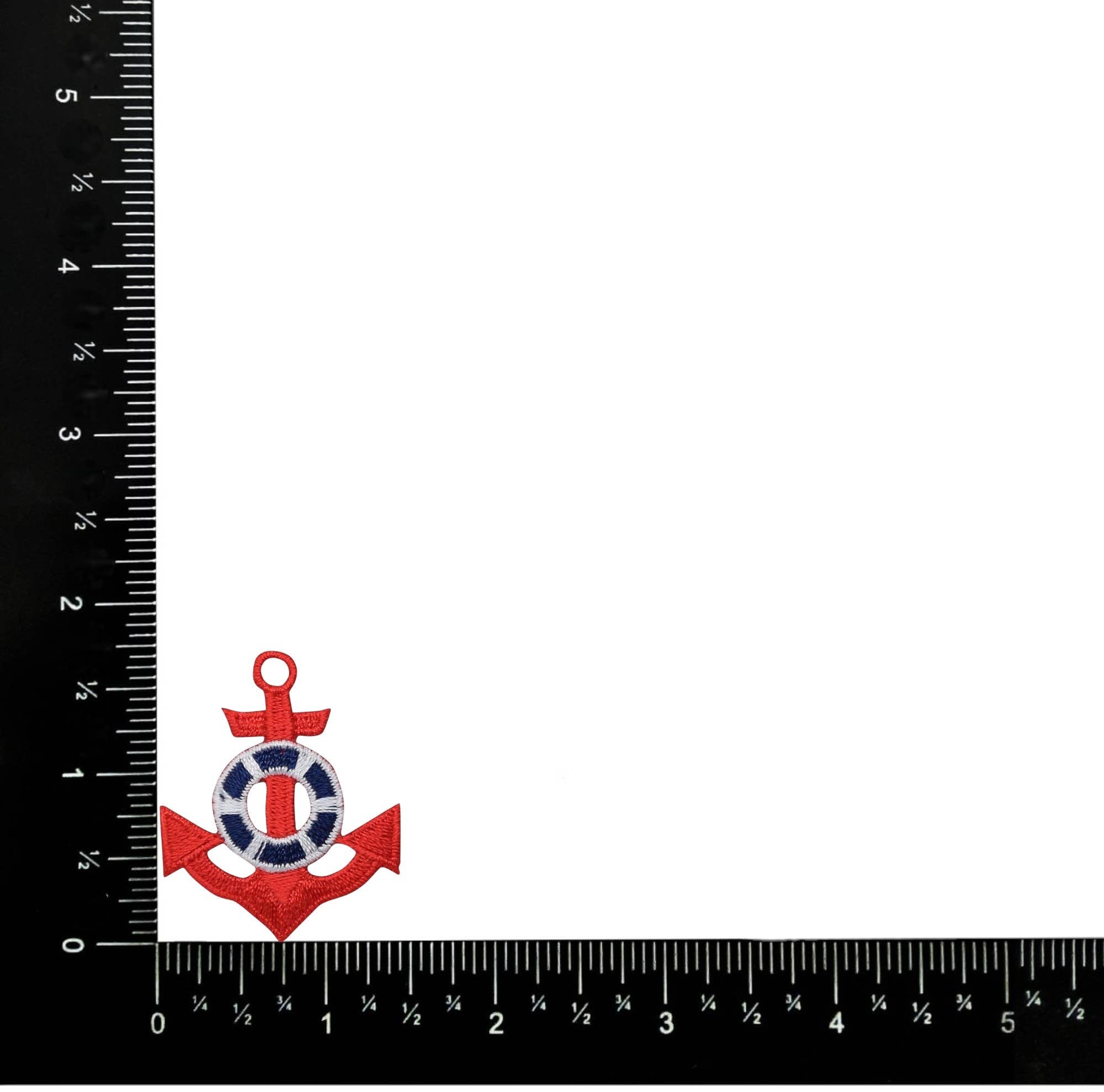 Red Anchor - Blue Life Preserver Coastal Iron on Patch