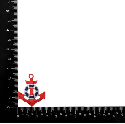 Red Anchor - Blue Life Preserver Coastal Iron on Patch
