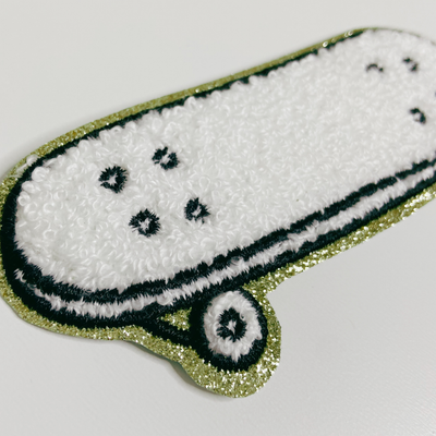 4inch Skateboard chenille hat patch - in white