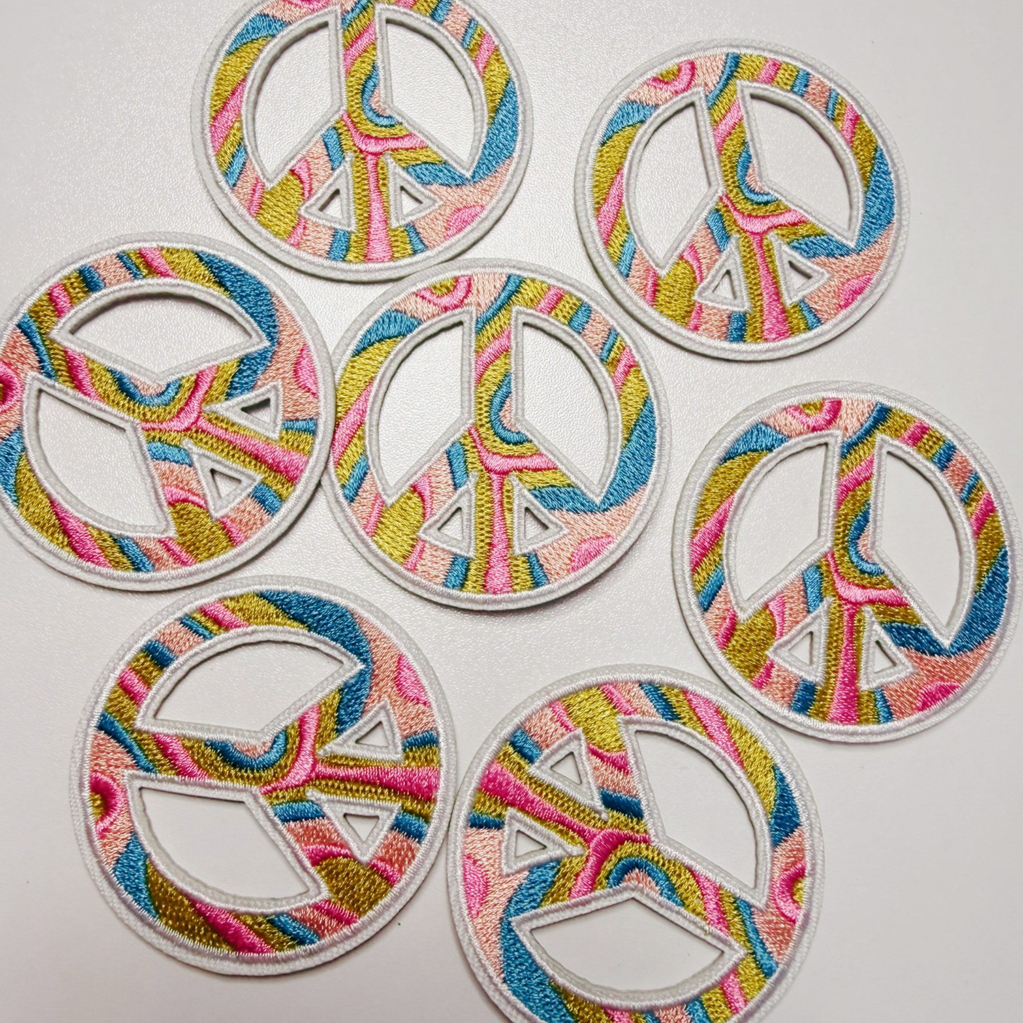 2" Multicolored peace sign -  Embroidered Hat Patch