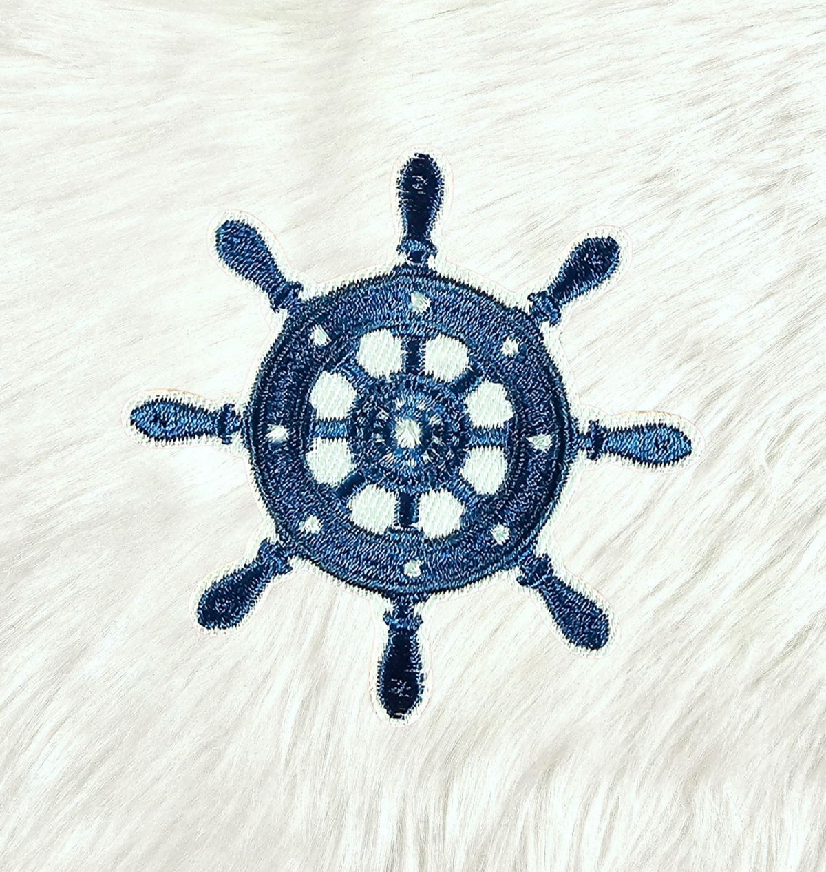 Ship Helm Captains Wheel Nautical Blue Coastal Embroidery Iron On Patch
