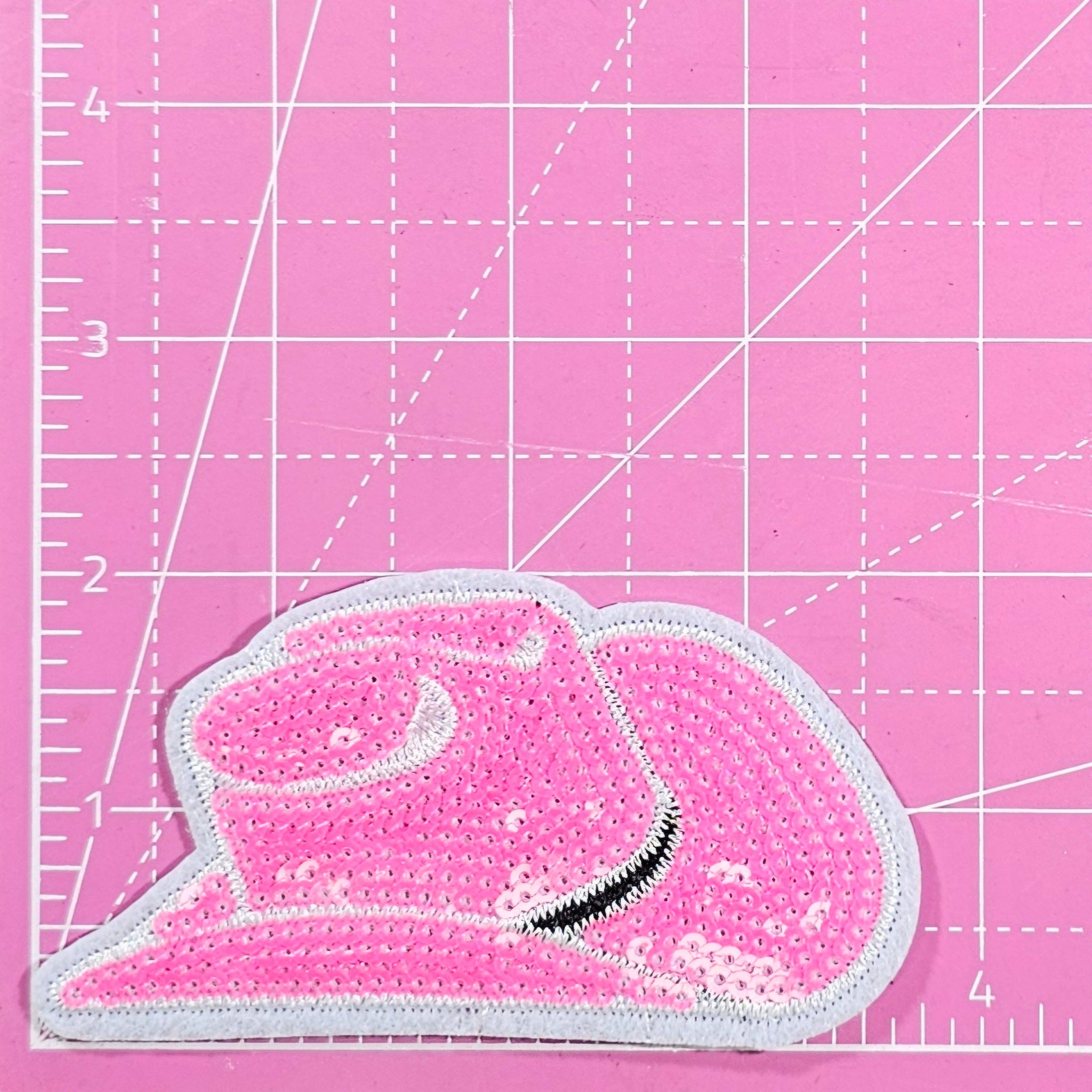 Pink Cowgirl Hat Western Sequin Iron On Patch