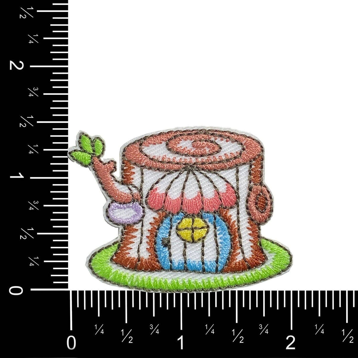 Tree Stump House, Gnome Home, Garden Gnome, Embroidered, Iron on Patch, DIY crafts