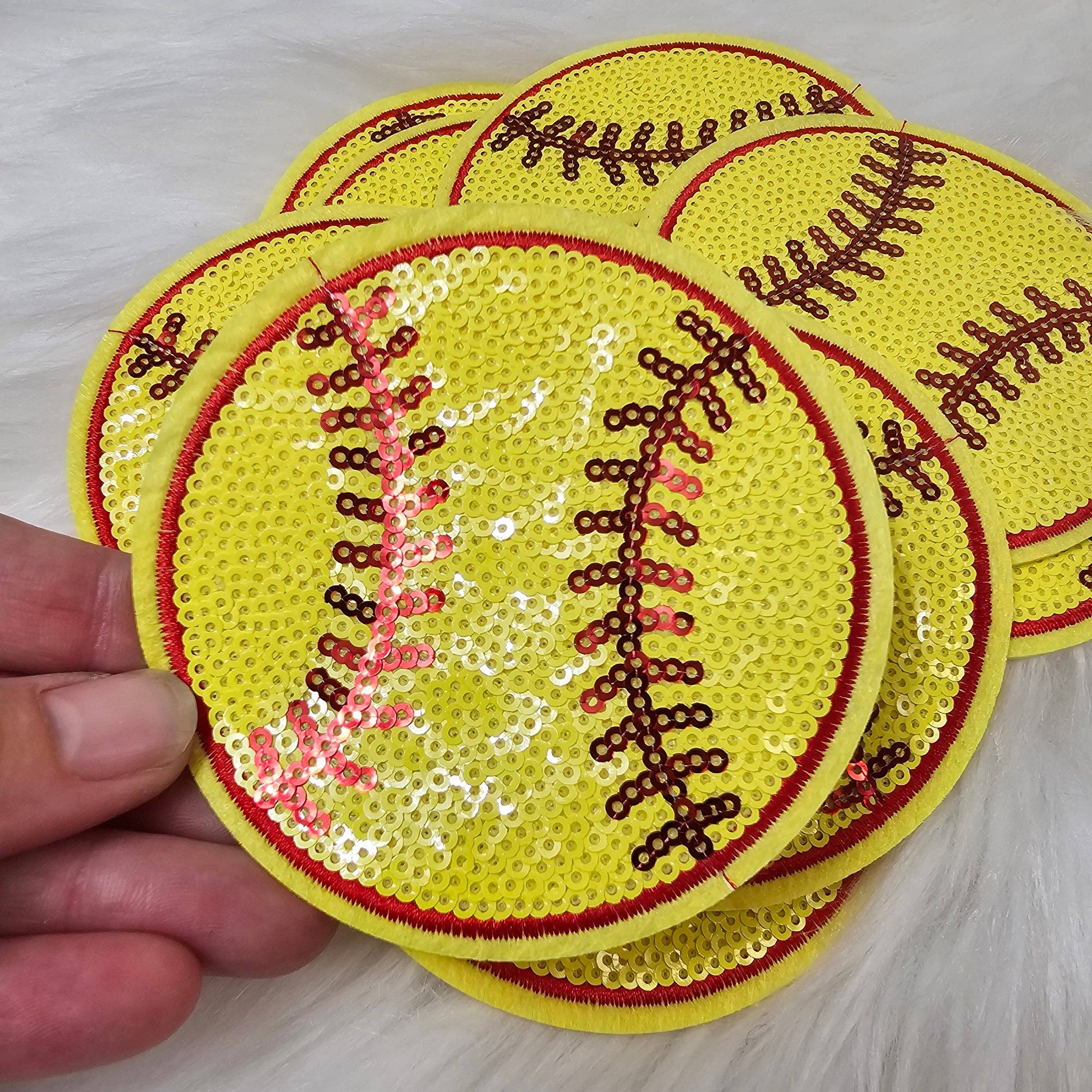 Small Sequin Softball Iron On Patch