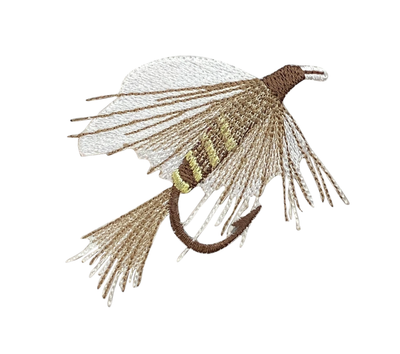 3" Fishing Fly - White/Brown - Lure/Bait - Angling - Iron on Applique - Embroidered Patch - 697365-A