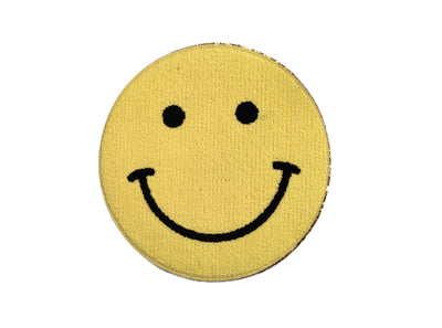 Large Smile Chenille Gold Glitter Iron On Patch
