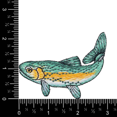 Trout Fish - Green Orange - Embroidered Iron on Patch
