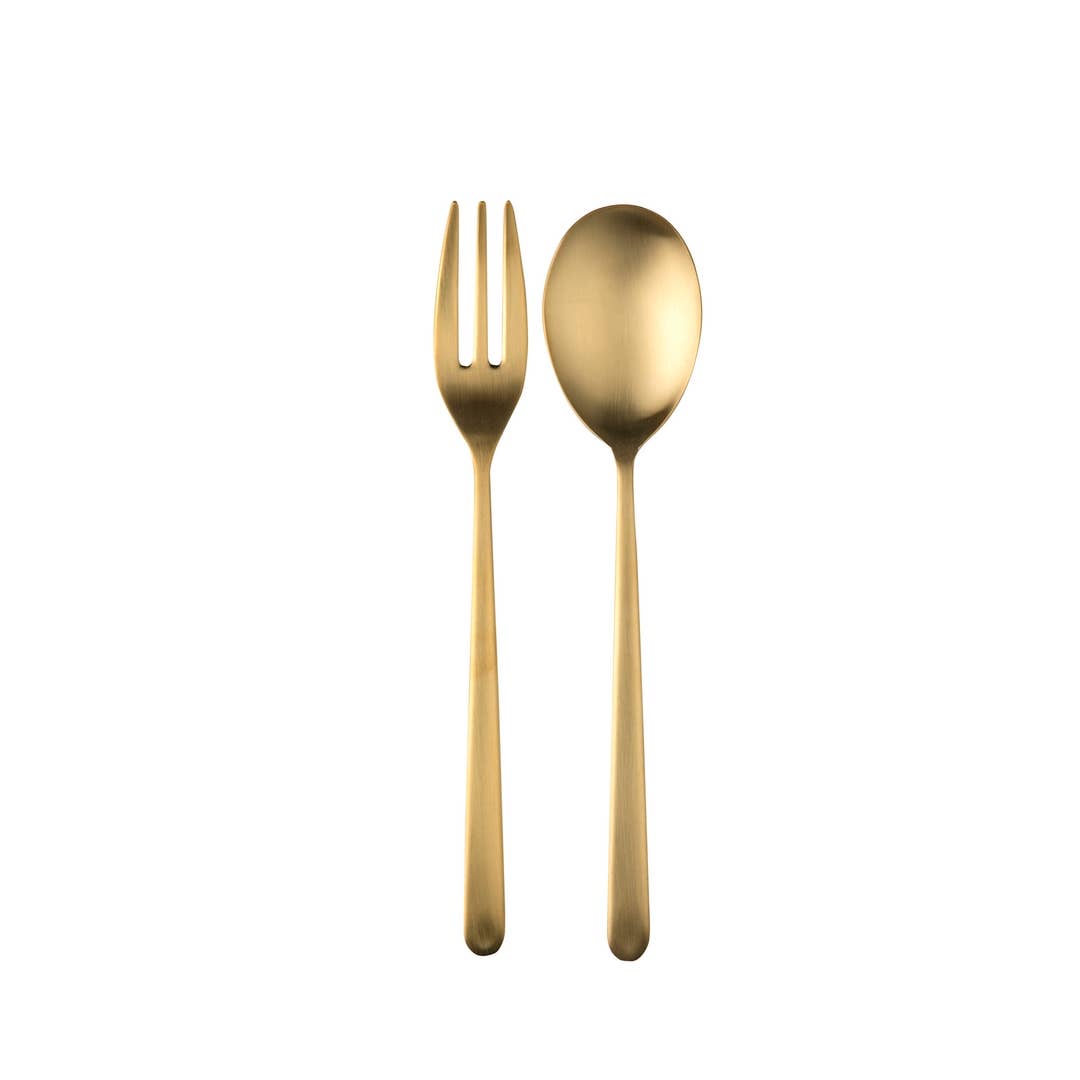 Serving Set Fork and Spoon Linea Ice Oro
