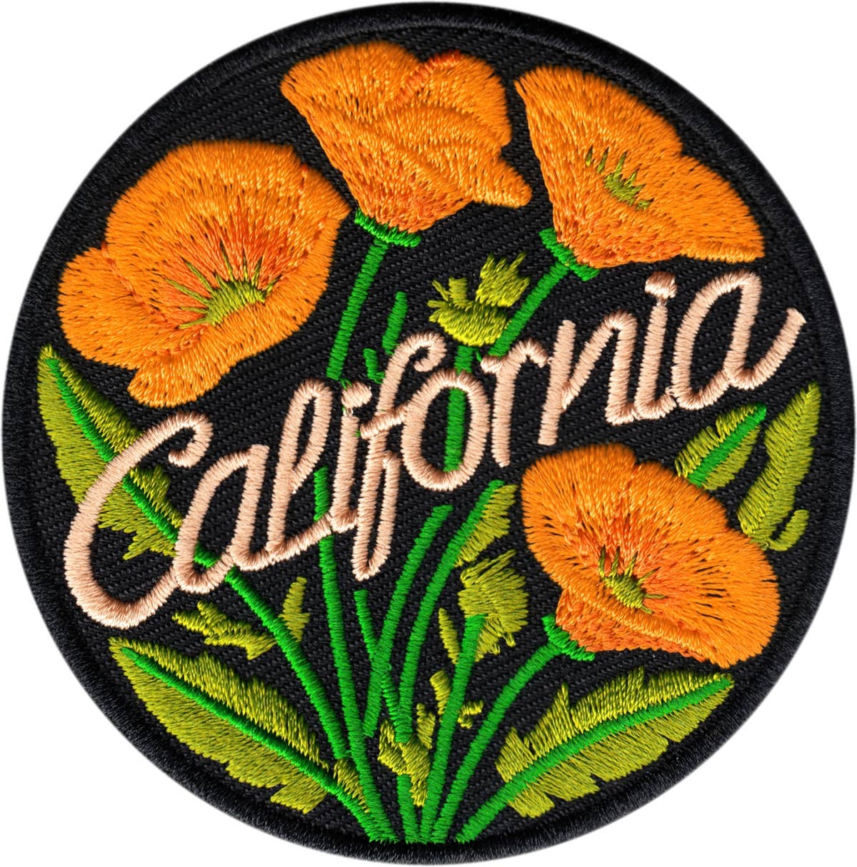 Patch - California - Golden Poppies On Black - Nature Travel