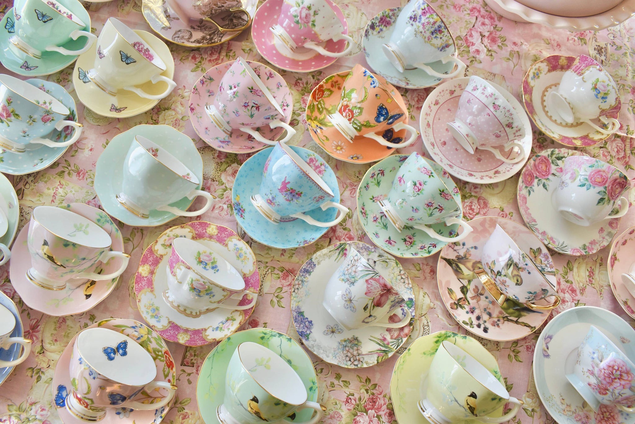 Mismatched teacups for Tea party, Catering, Event Planner 