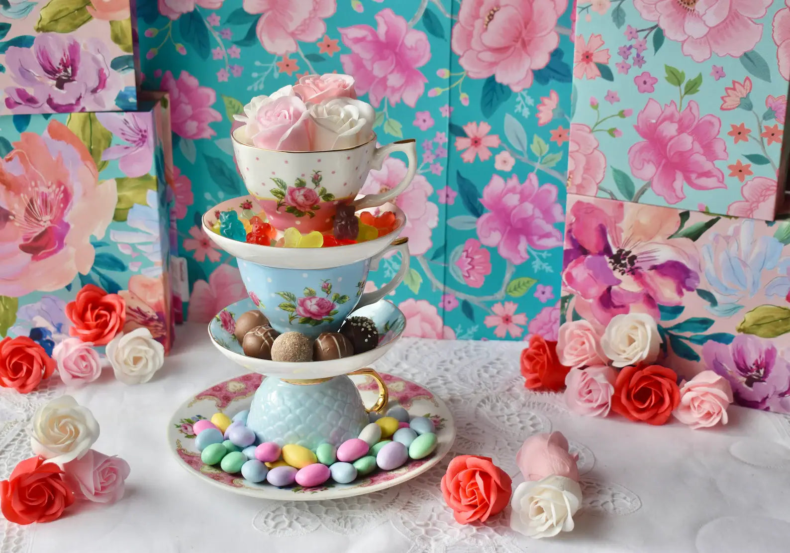 Mismatched teacups for Tea party, Catering, Event Planner