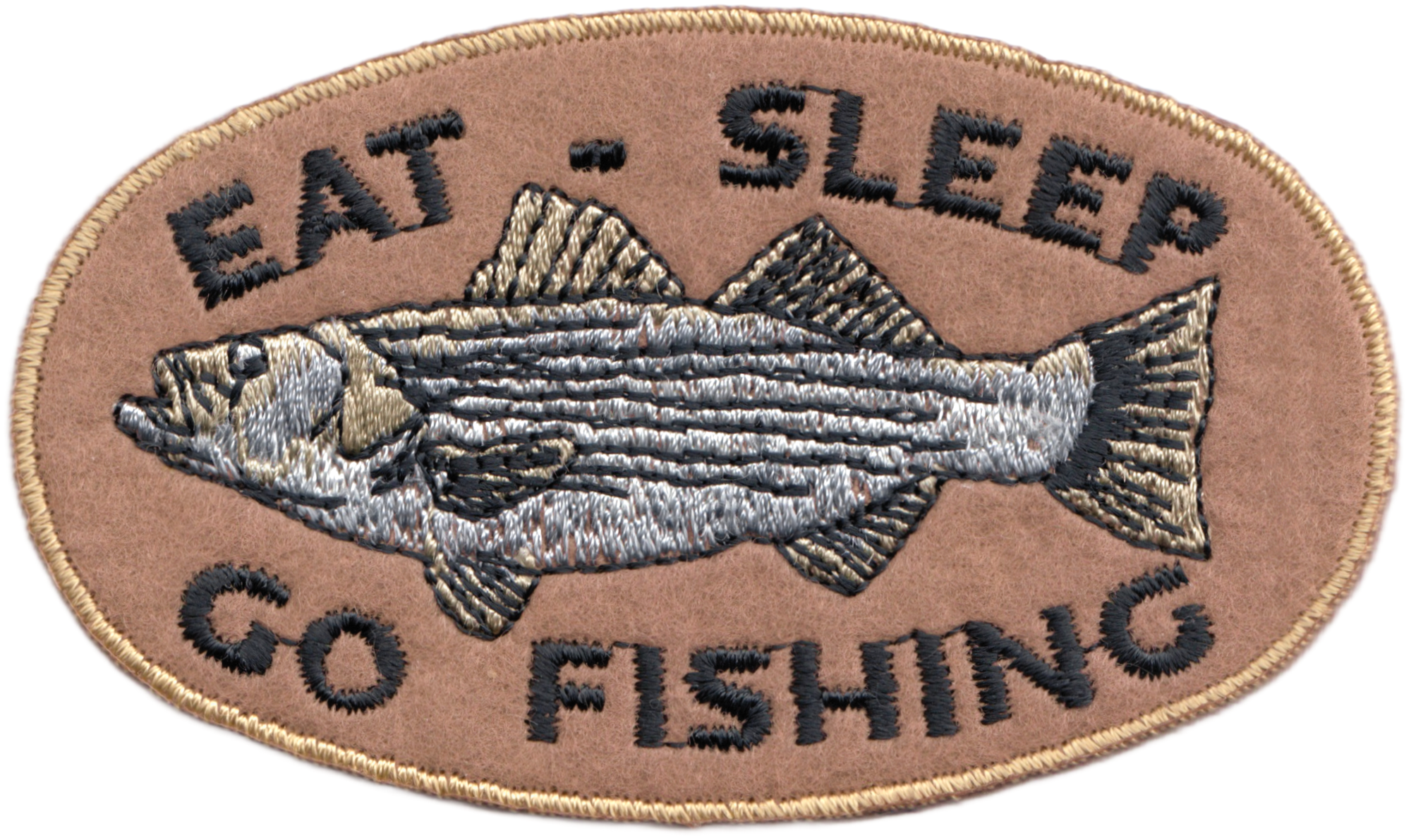Patch - Eat Sleep Go Fishing - With Striped Bass Fish - 3.3"