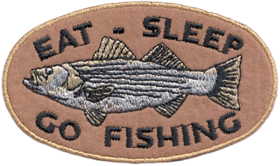 Patch - Eat Sleep Go Fishing - With Striped Bass Fish - 3.3"