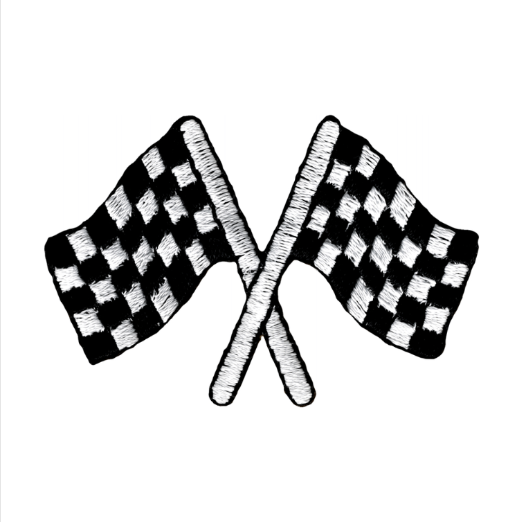Patch - Flag - Crossed Checkered Racing - Black & White 2.3"