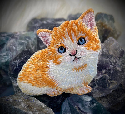 Orange Tabby Cat, Kitten, Embroidered, Iron on Patch