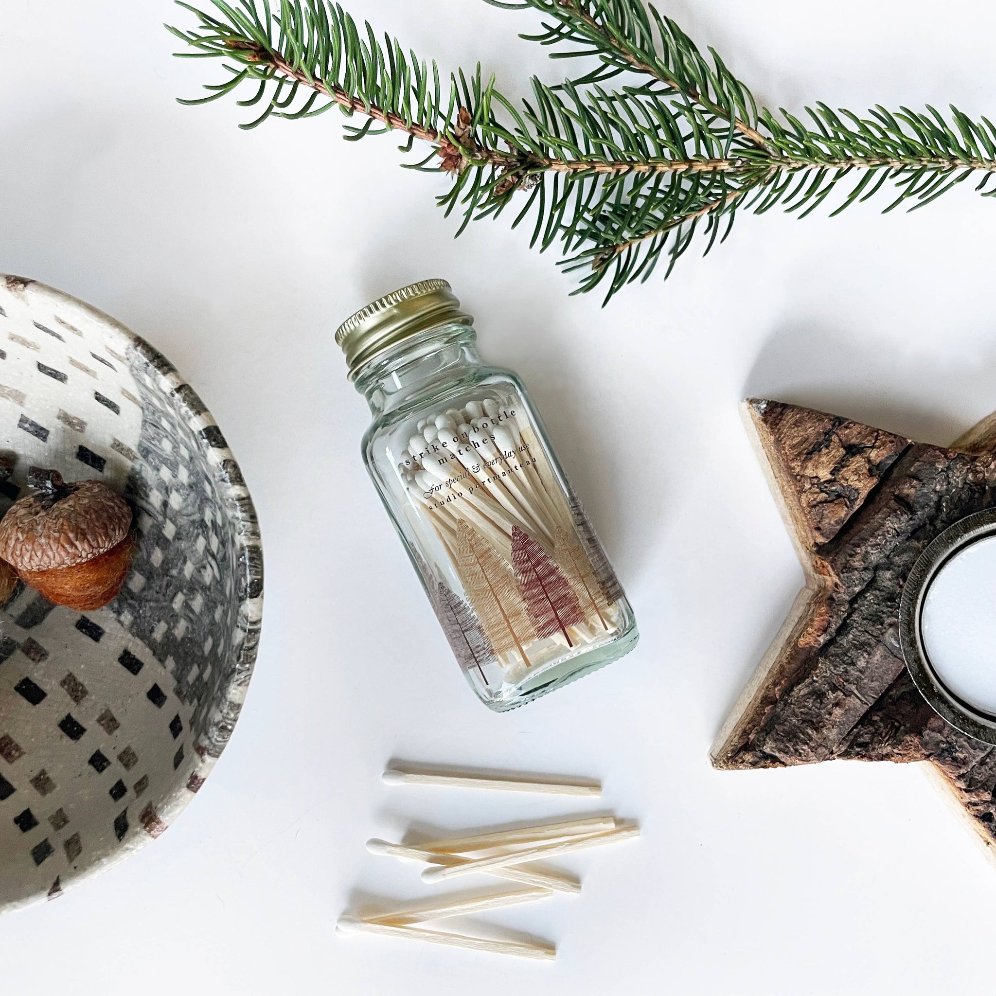Variety Pack of Noble Fir Trees 2" White Match Jars