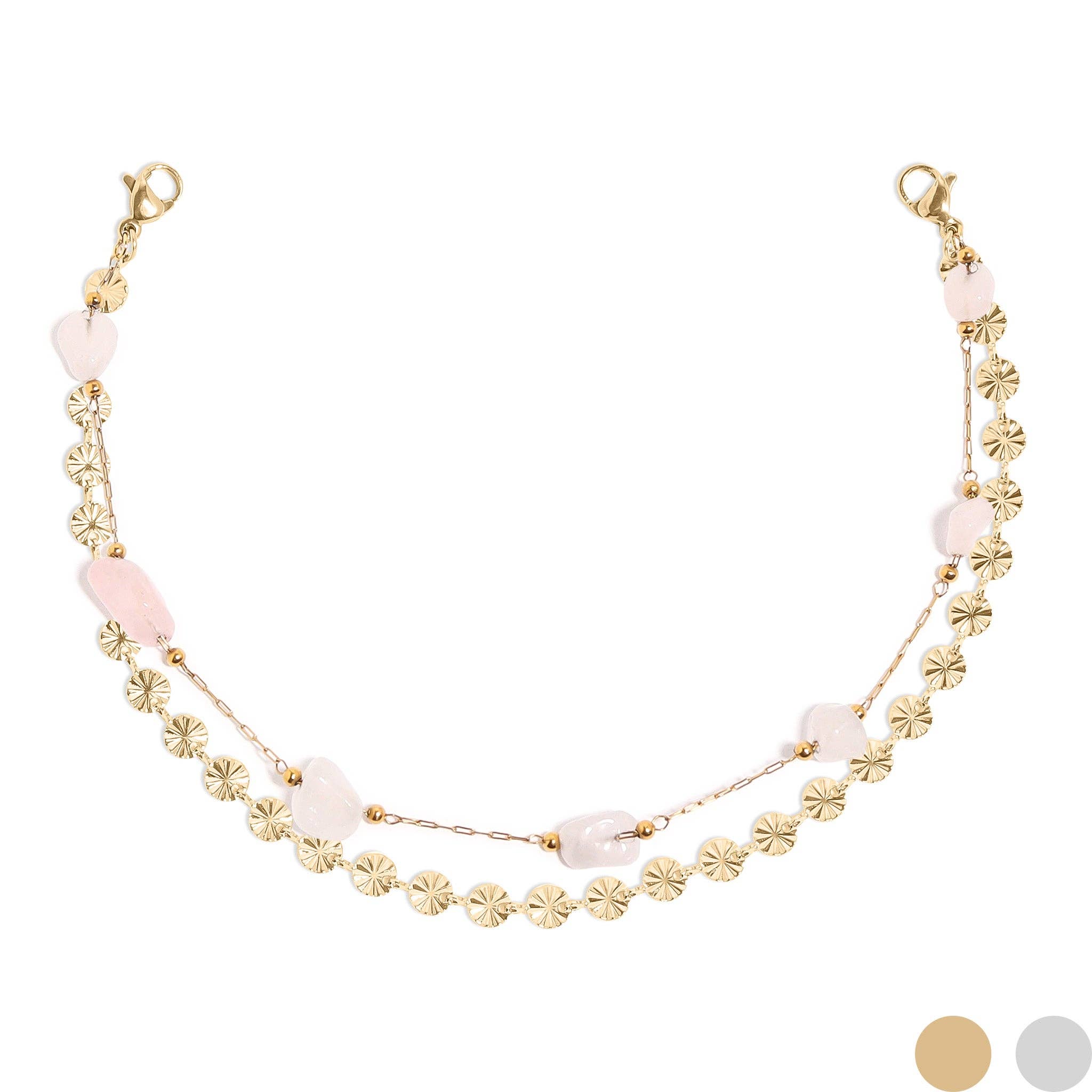 Trucker Hat Chain: Oval & Crystal Stone Layered Chain Set