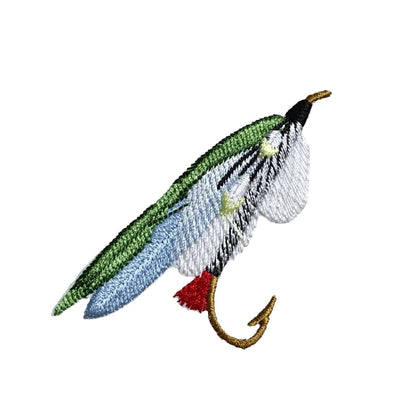 3" Fishing Fly, Green/Blue, Lure Bait, Angling Iron on Patch