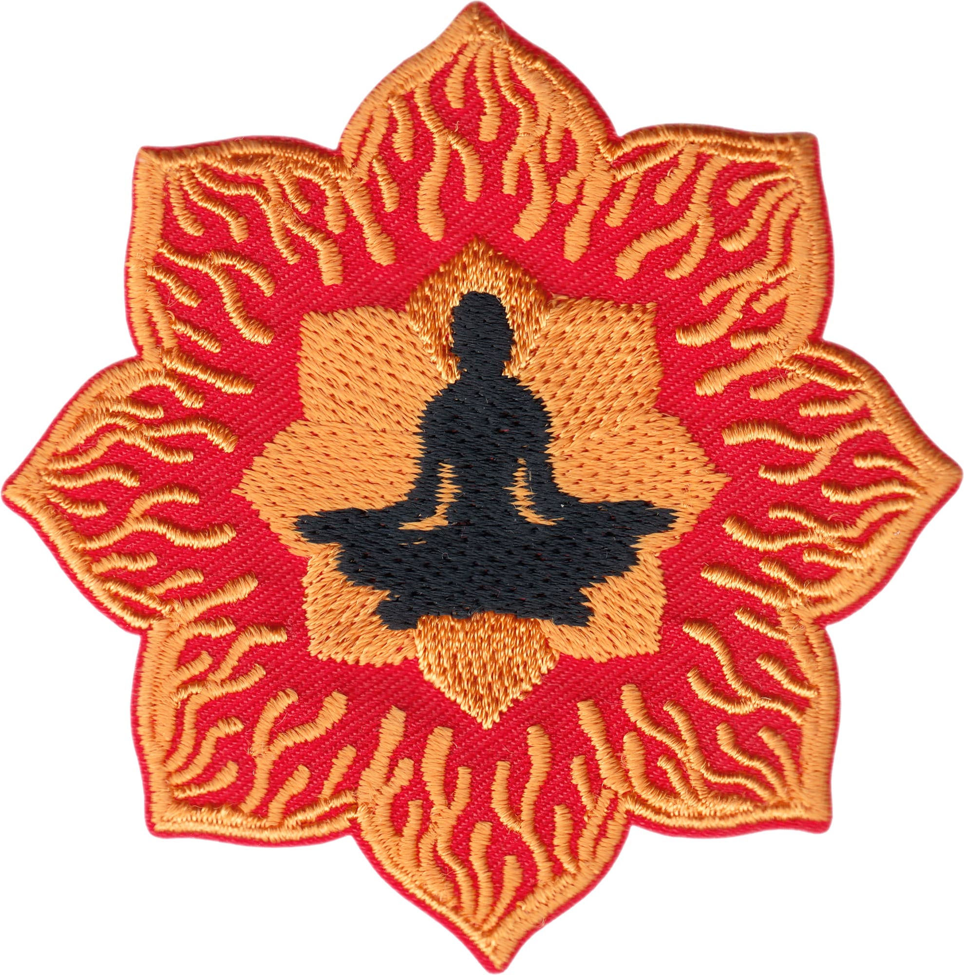 Patch - Buddhism - "Zen" Orange And Red With Meditating Man