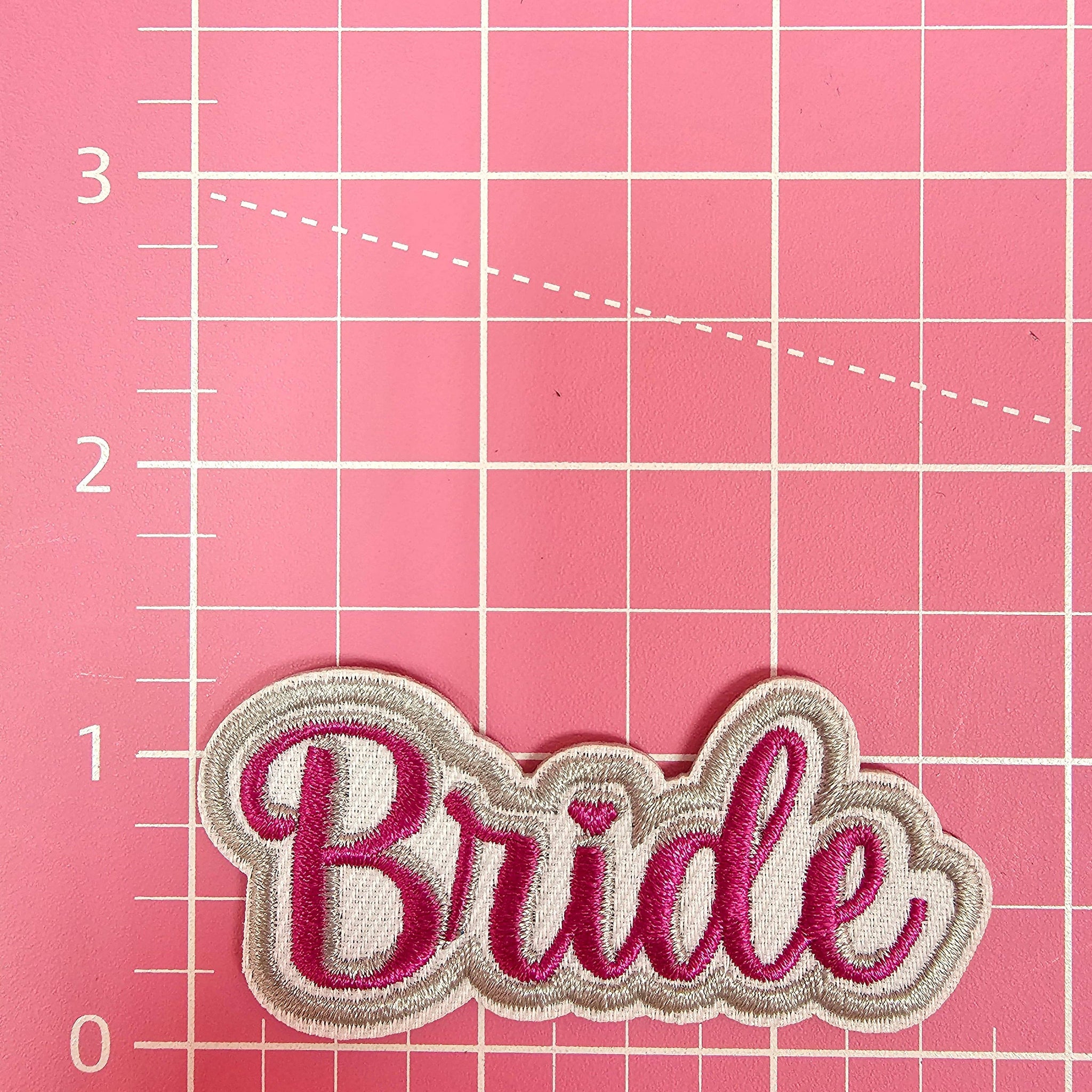 'Bride' Pink Embroidery Iron On Patch