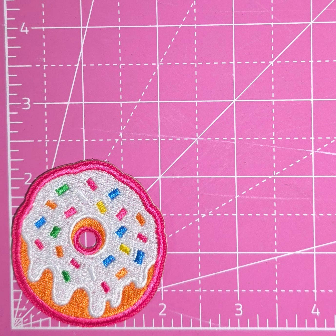 Donut White Sprinkle Drip Embroidery Iron On Patch