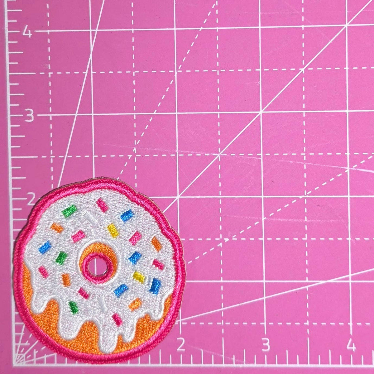 Donut White Sprinkle Drip Embroidery Iron On Patch