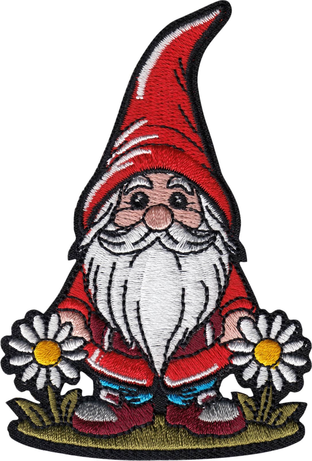 Patch - Garden Gnome - Standing Between Two Daisies