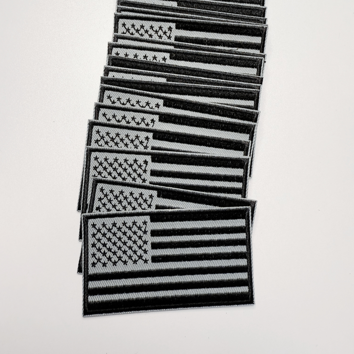 3" Black & Gray USA FLAG -  Embroidered Hat Patch