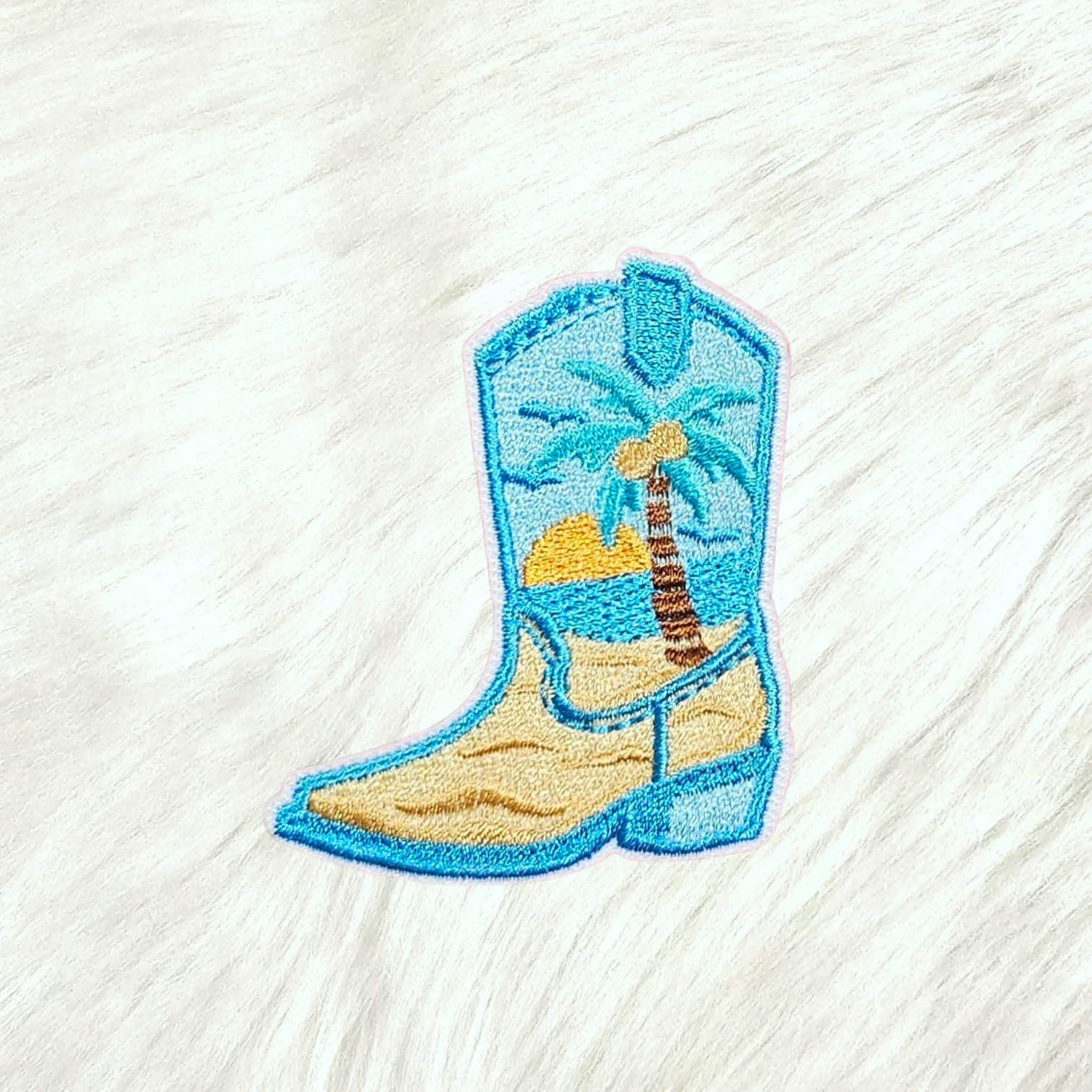 Tropical Beach Boot Embroidery Iron On Patch