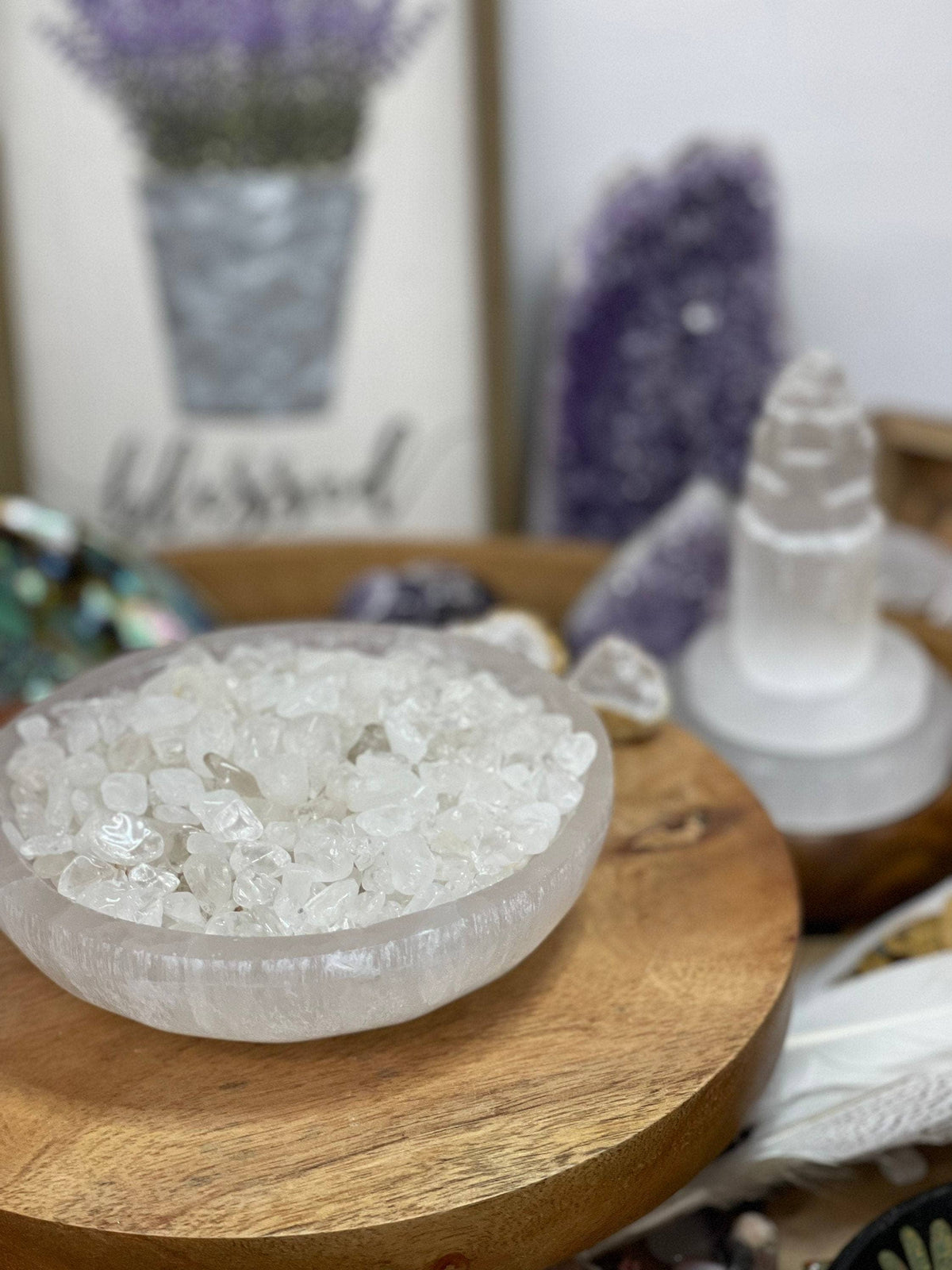 Natural Clear Quartz Crystal Chips, Tumbled Loose Stone
