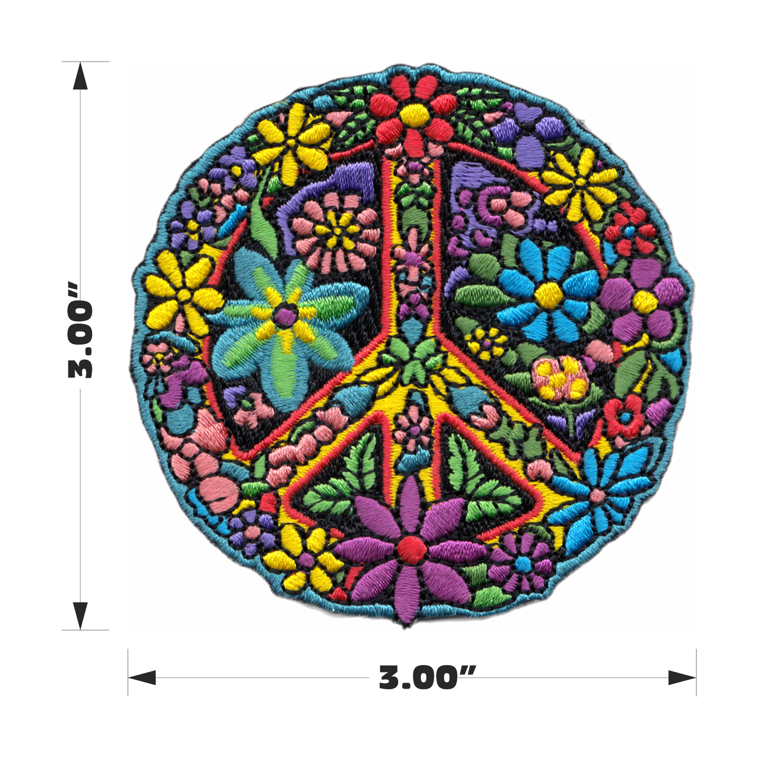 Patch - Peace Sign Flower Arrangement Groovy Retro Style 3"