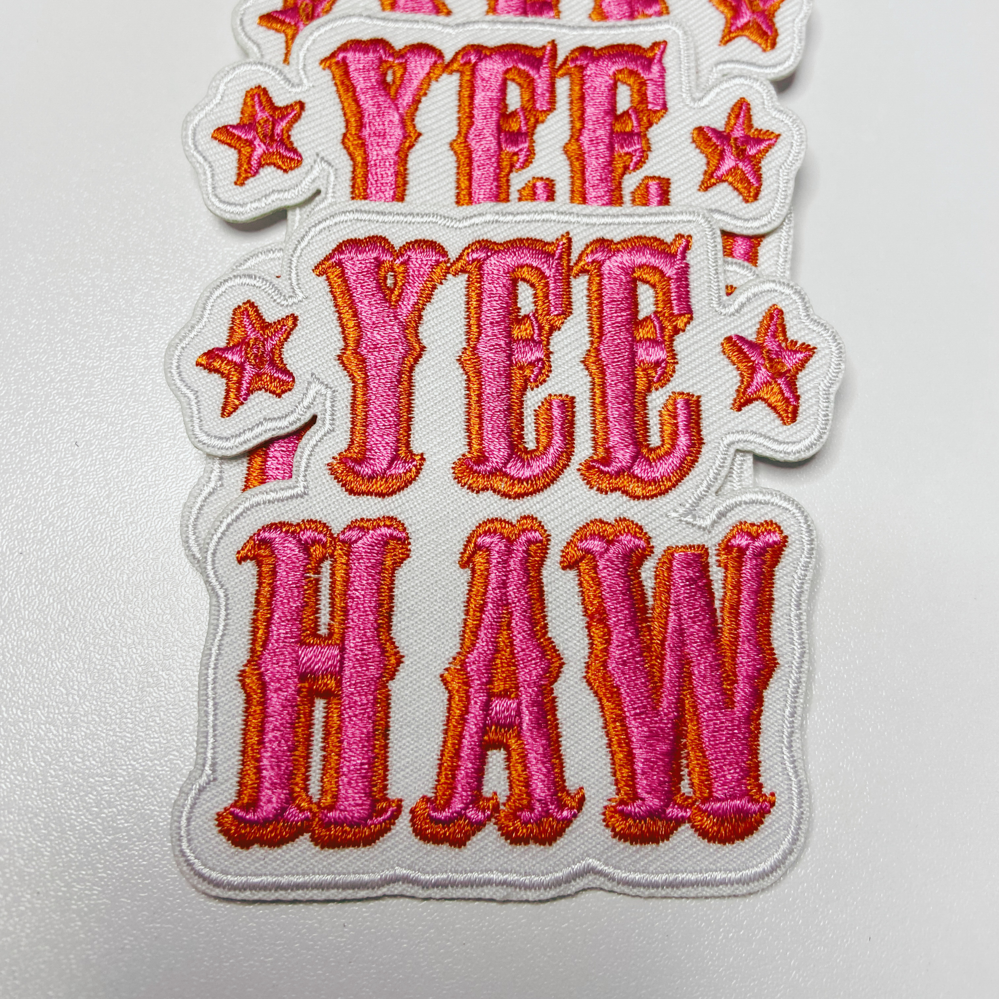 3" Yee Haw in PINK  -  Embroidered Hat Patch