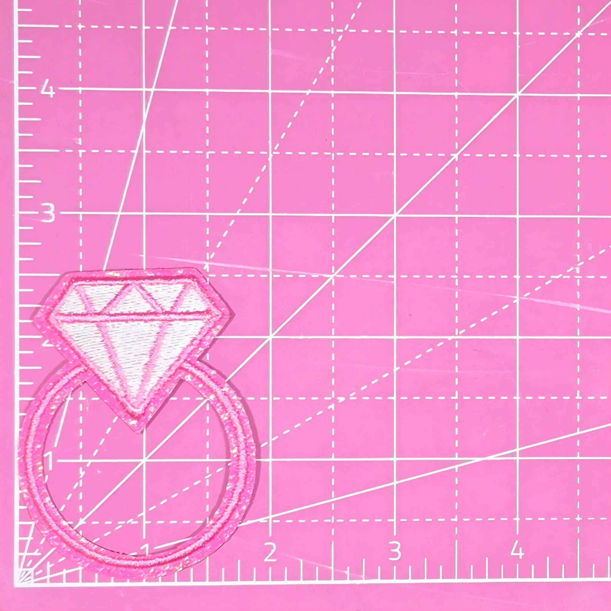 Pink Diamond Wedding Engagement Ring Embroidery Iron On Patch