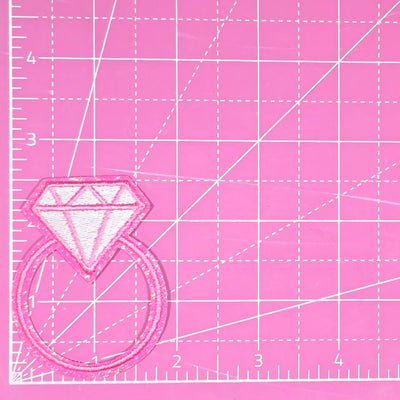 Pink Diamond Wedding Engagement Ring Embroidery Iron On Patch