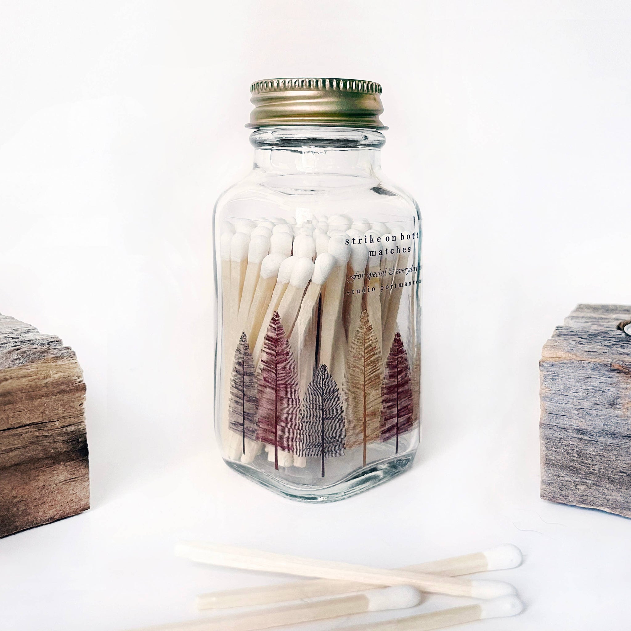 Variety Pack of Noble Fir Trees 2" White Match Jars