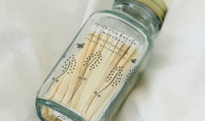 Wildflower 2" White Match Jar | Pretty Glass Match Holder