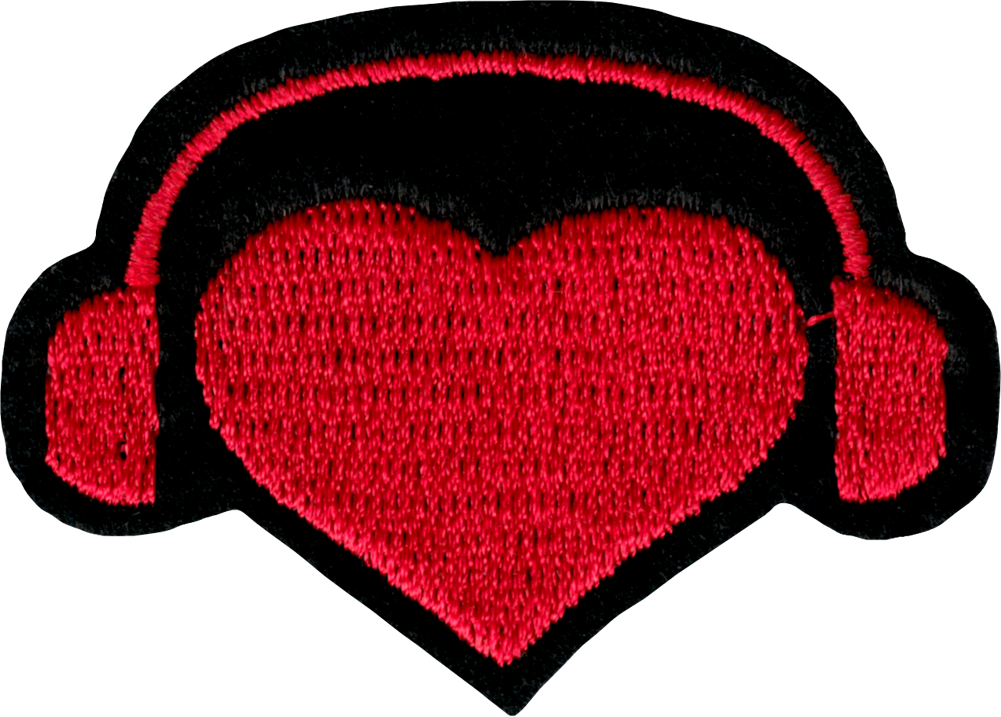 Patch - Heart - With Red Headphones