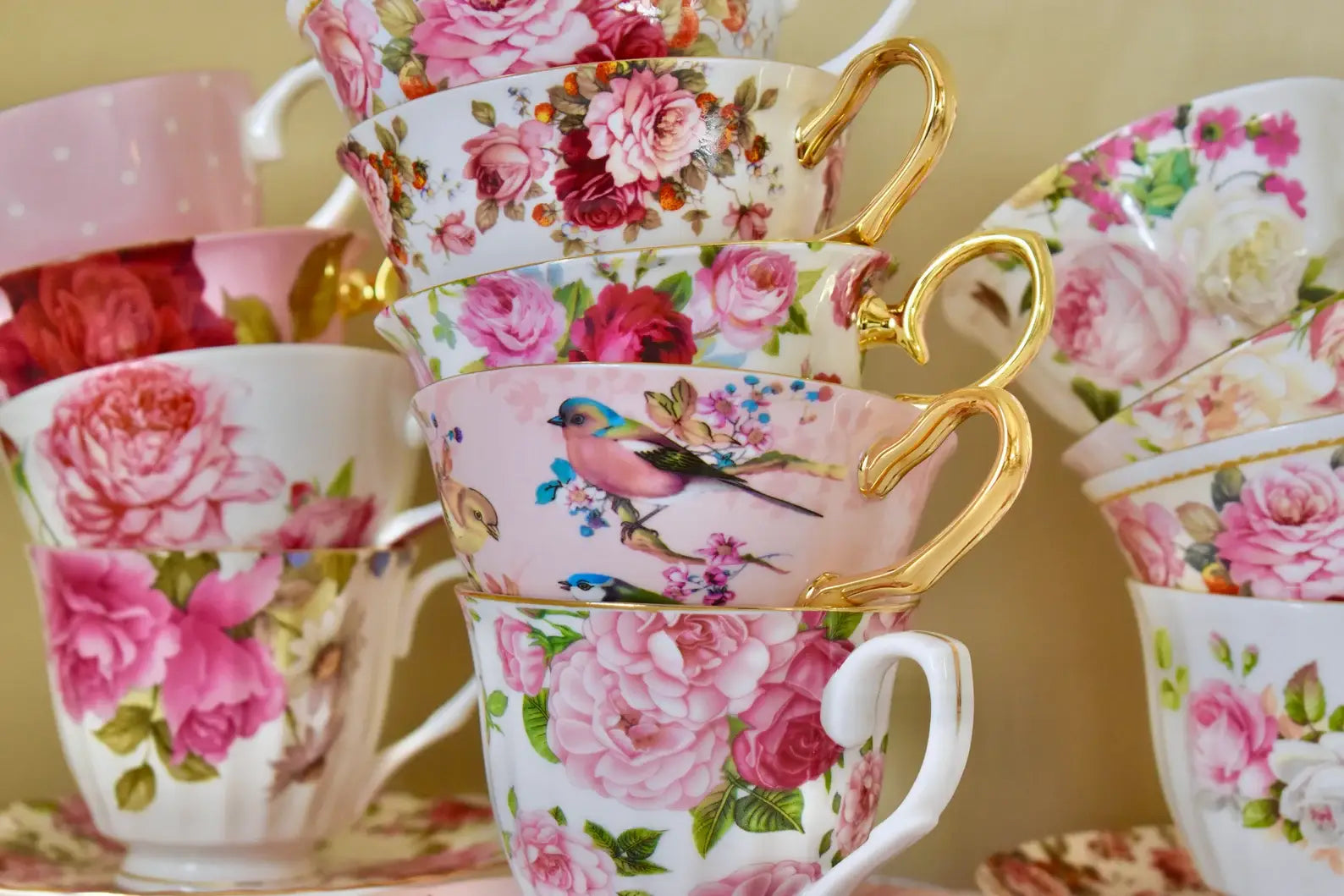 Mismatched teacups for Autumn Tea party, Event Planner