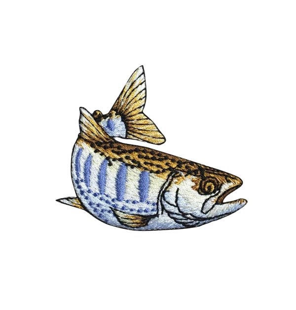 Striped Brook Trout Fish Embroidered  Iron on Patch