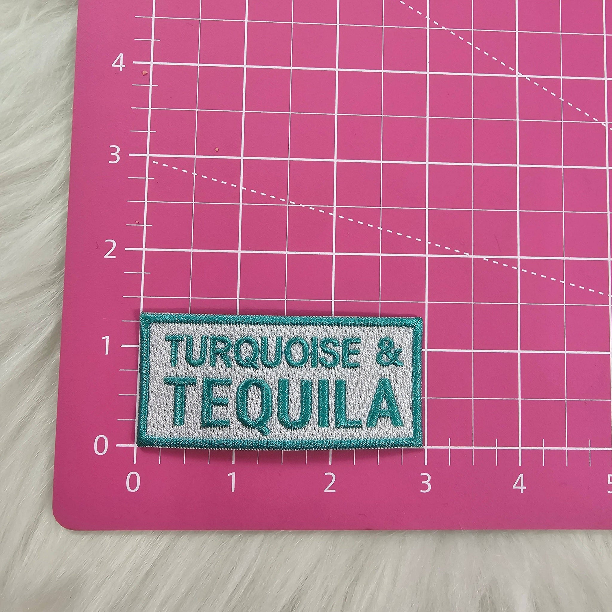 Turquoise & Tequila Embroidery Iron On Patch