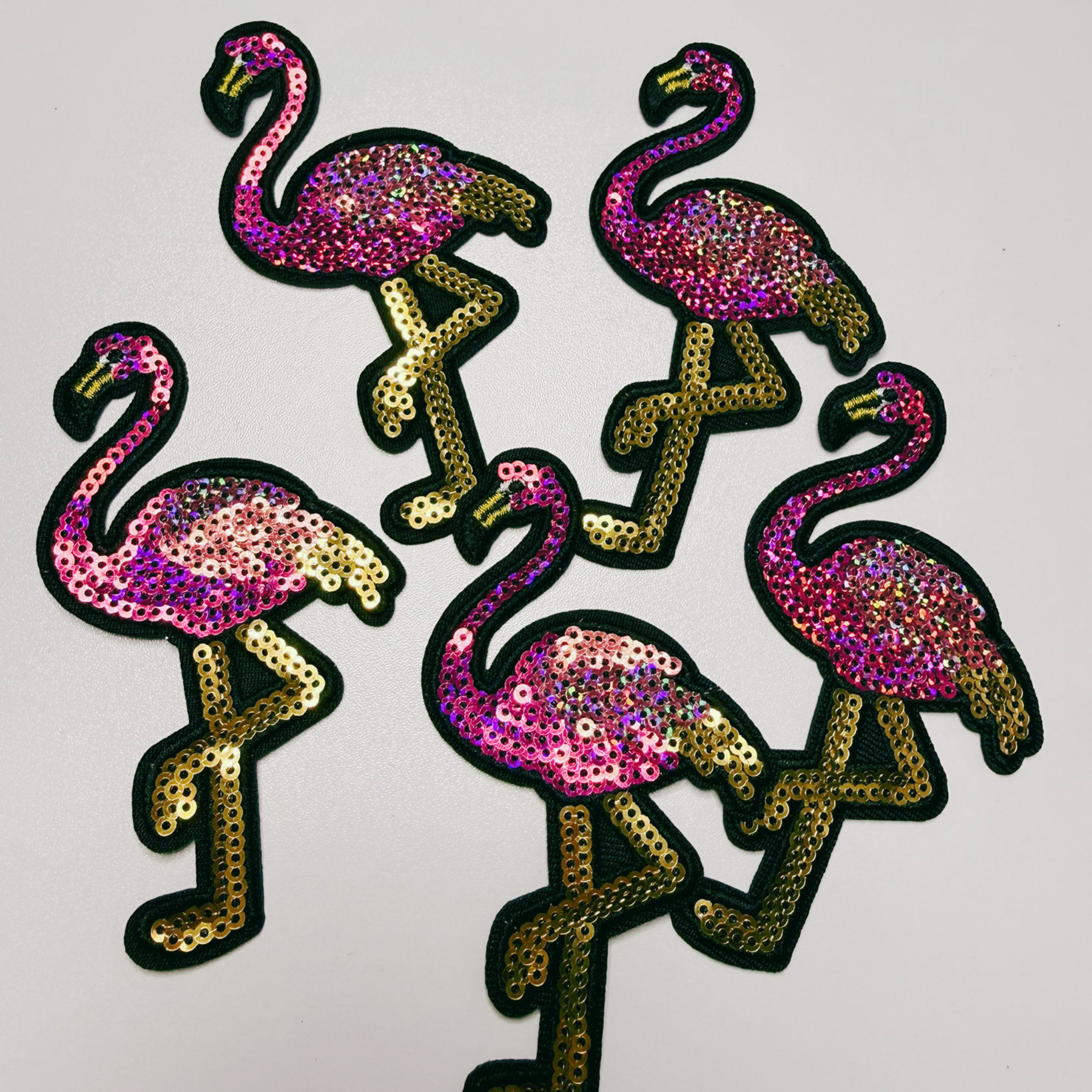 4" Flamingo - Sequin Embroidered Hat Patch