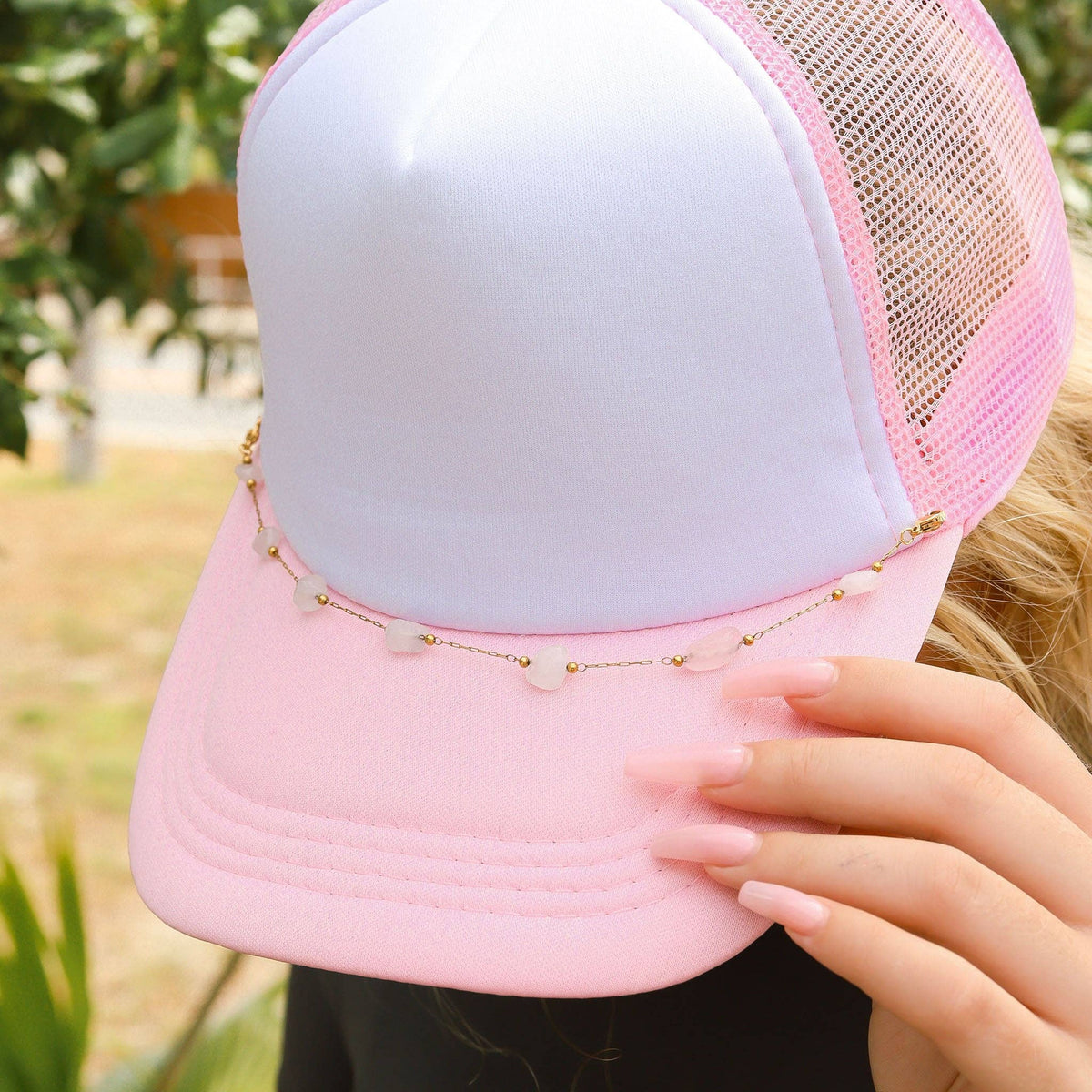 Trucker Hat Chain: Crystal Stone Chain