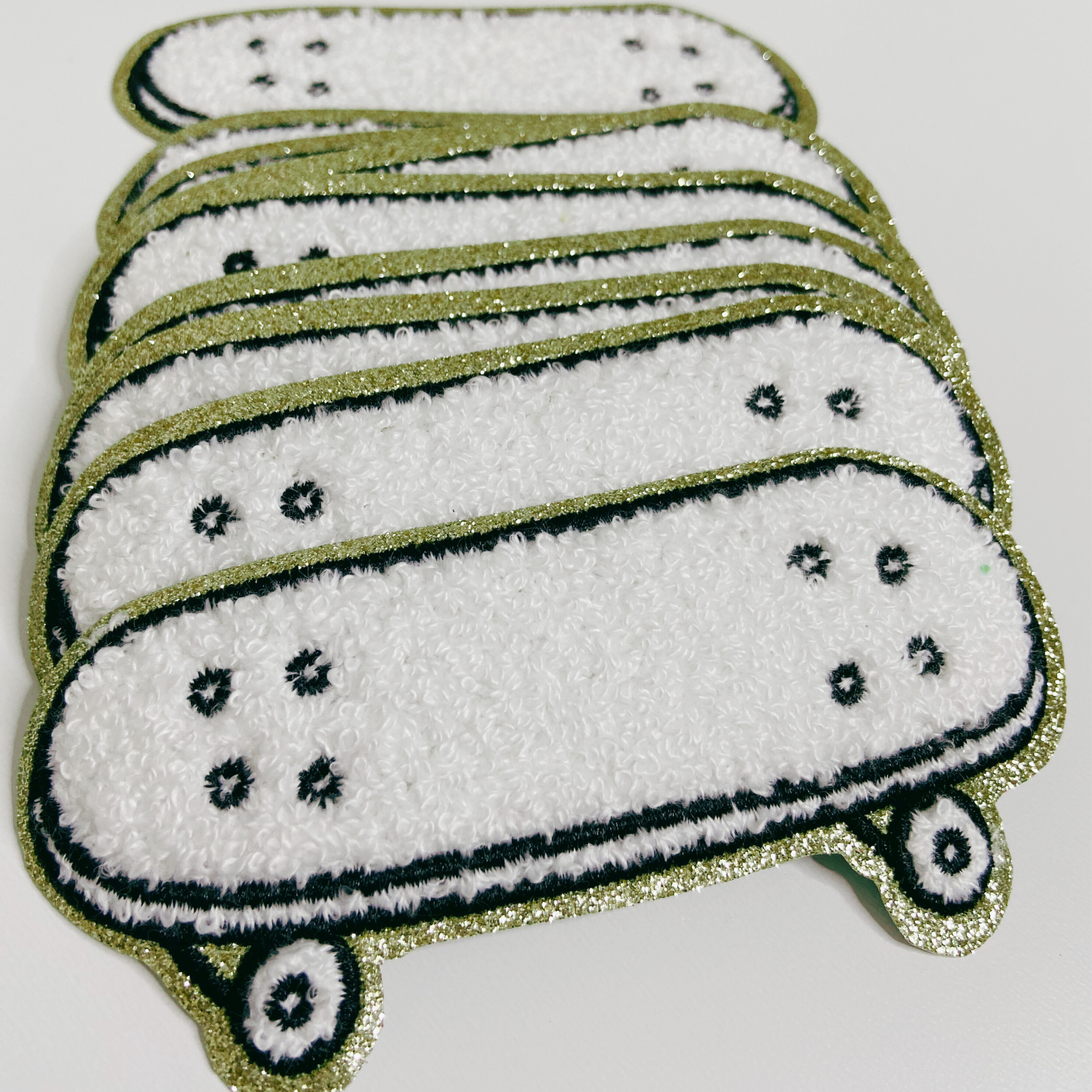 4inch Skateboard chenille hat patch - in white