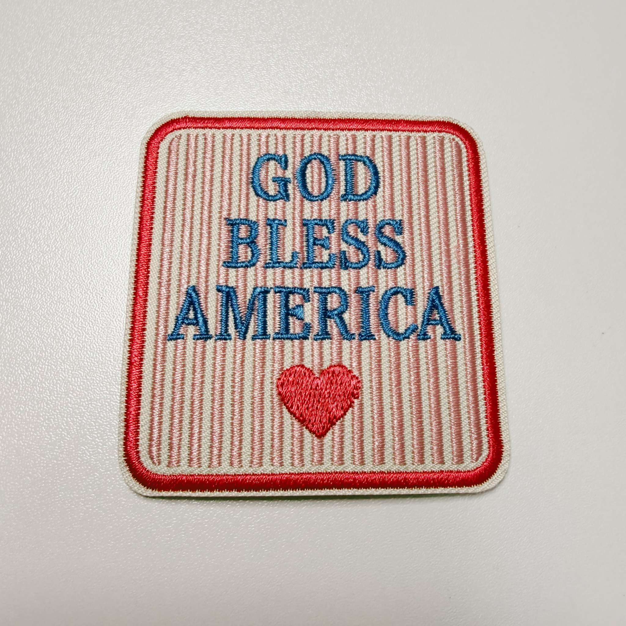 God Bless America (2.25" x 2.5") PINK -  Embroidered Hat Patch