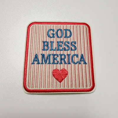 God Bless America (2.25" x 2.5") PINK -  Embroidered Hat Patch