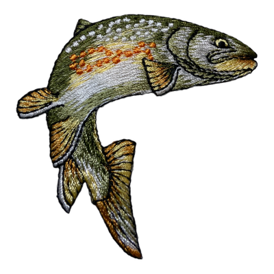 Golden Trout, Realistic, Fin Down, Fishing, Iron on Patch
