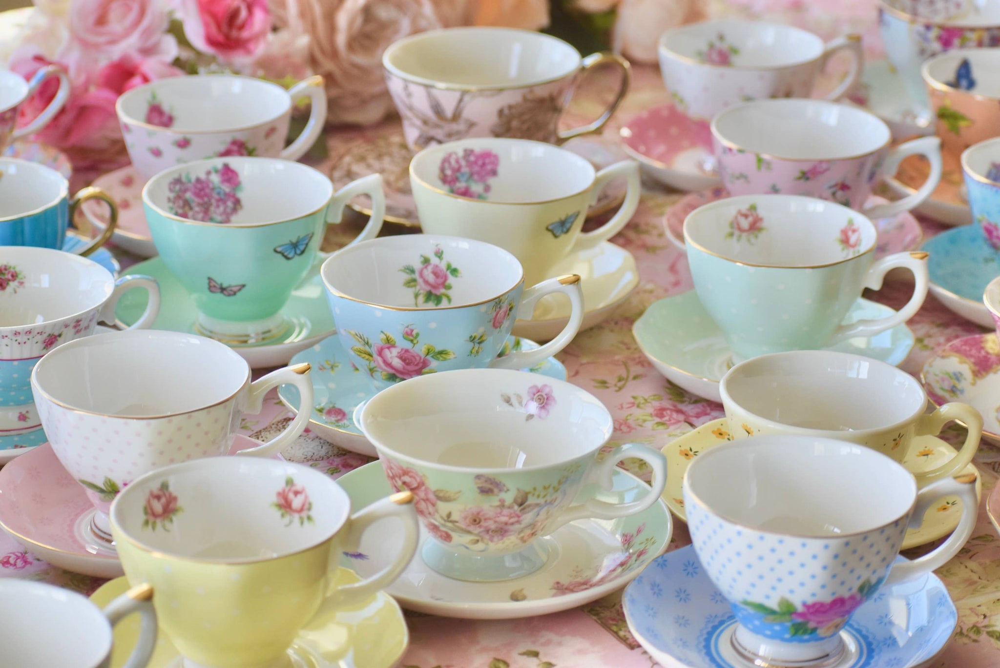 Mismatched teacups for Tea party, Catering, Event Planner 