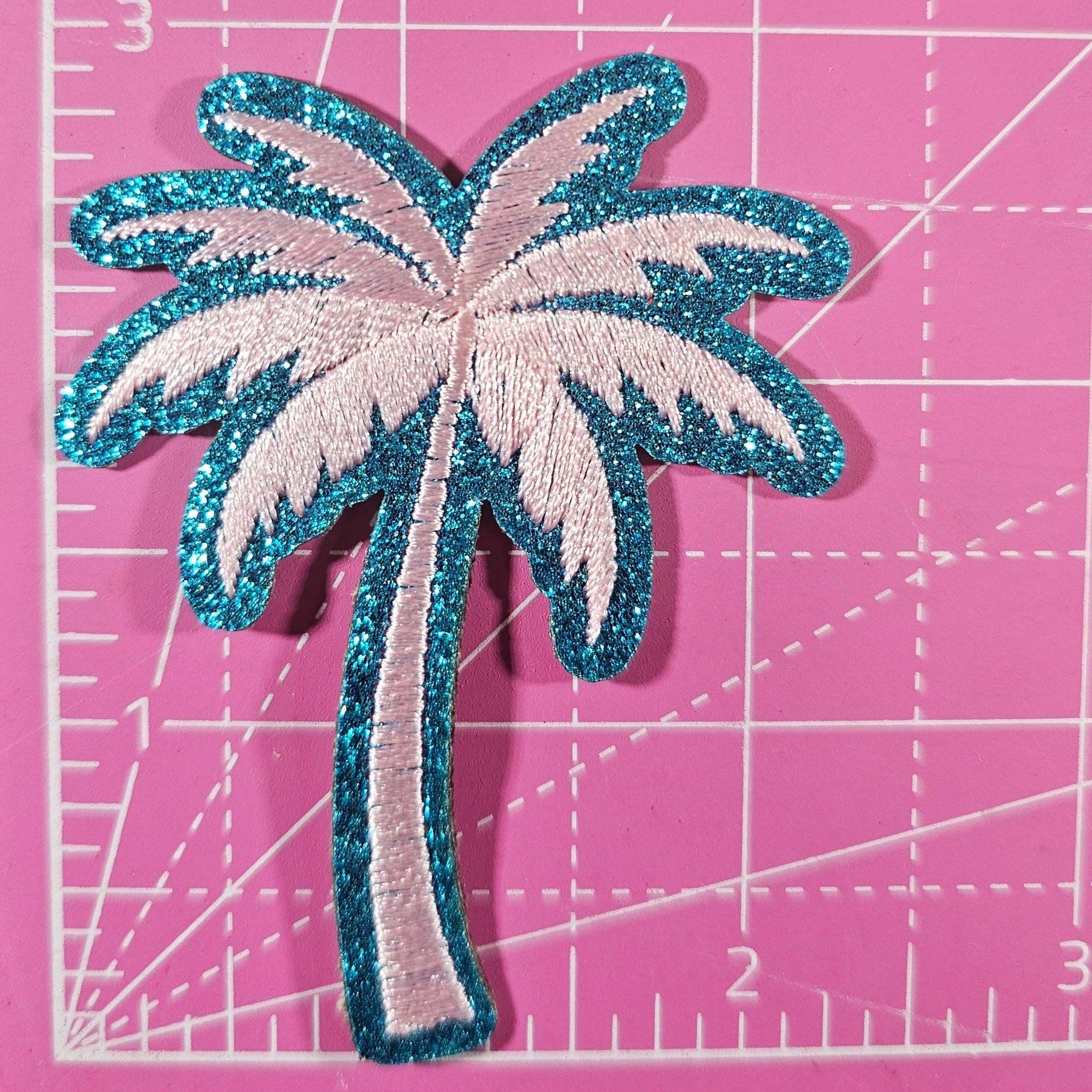 Beach Pink Palm Tree Embroidery Iron On Patches
